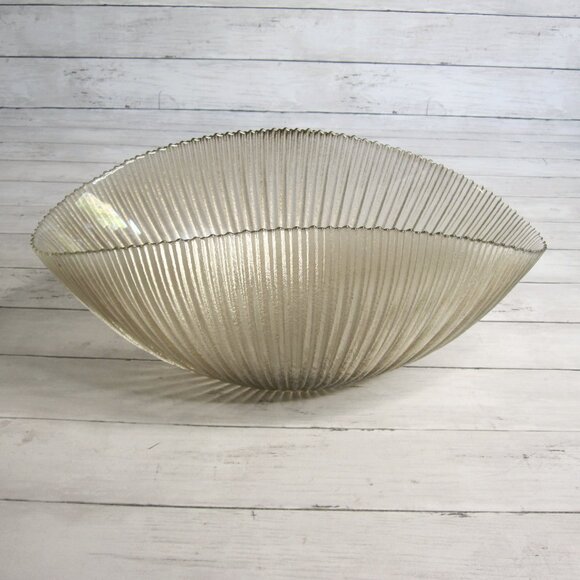 Murano Italy Pleated Glass Bowl Centerpiece Display 16" - Picture 7 of 7